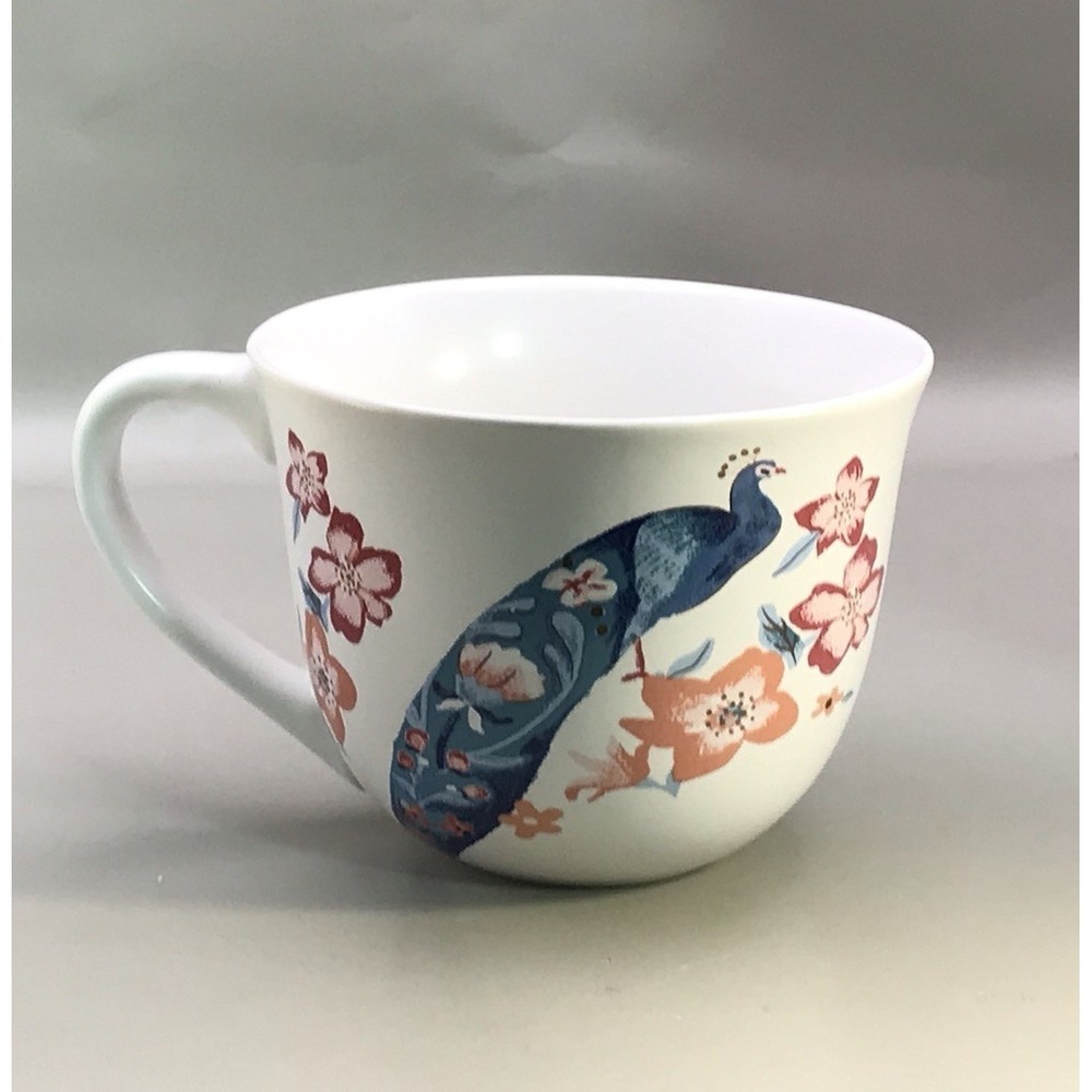 Target Opalhouse Peacock Coffee Tea Cup Mug Textured With Gold Leaf‎